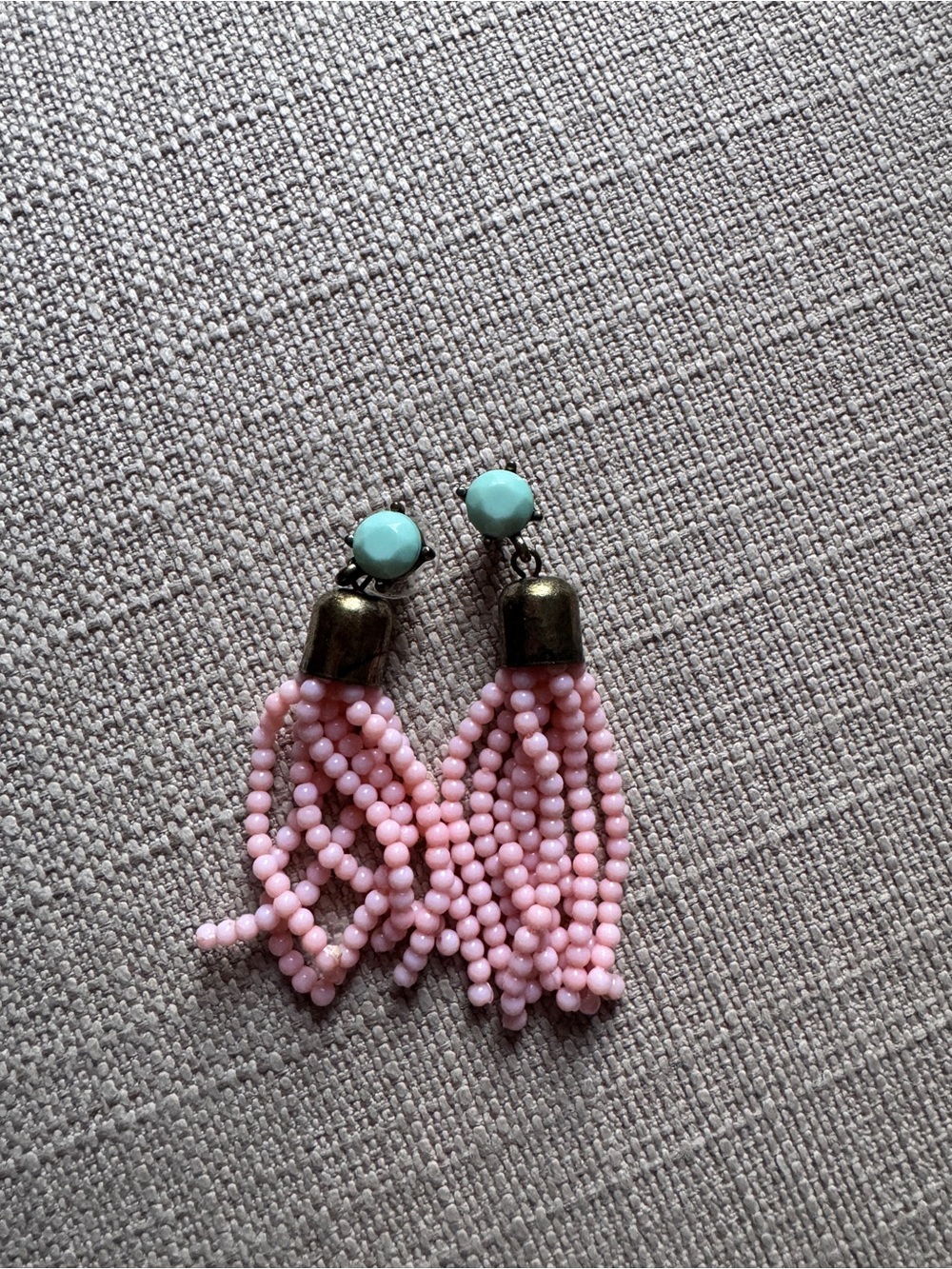 BaubleBar Pink Beaded Tassel Earrings with Mint Studs